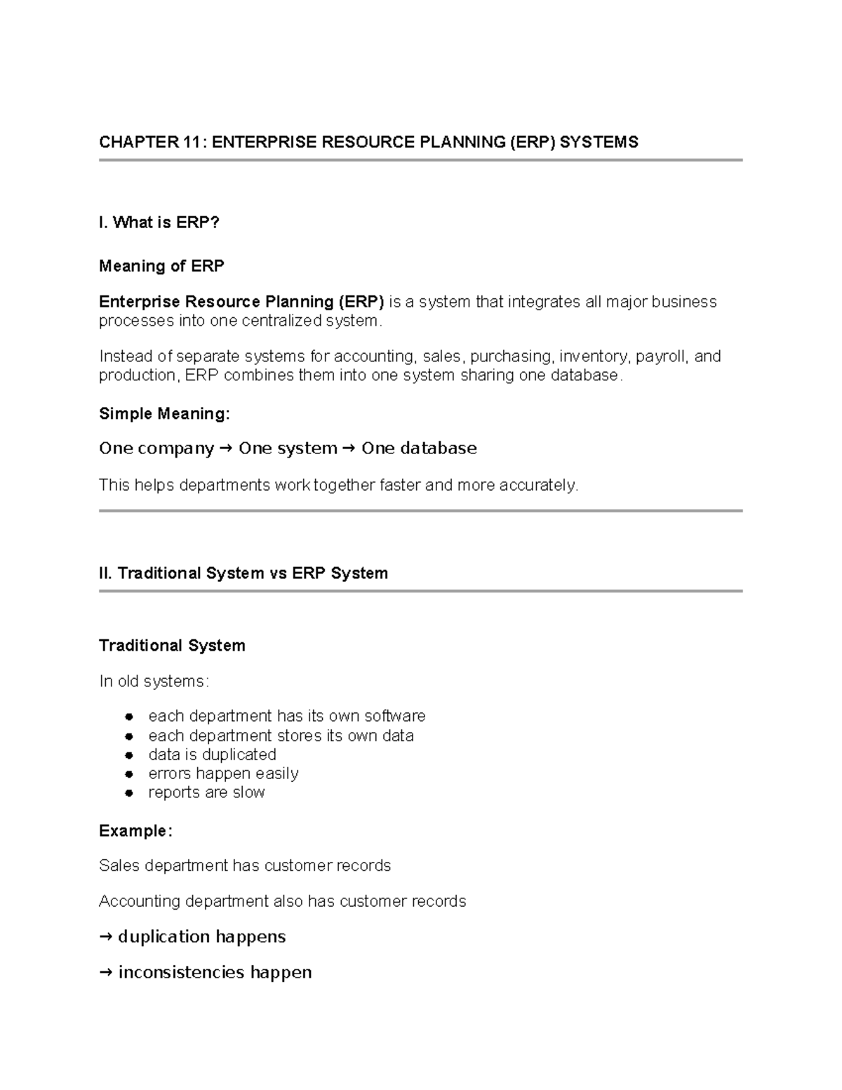 CIS Audit: Chapter 11 - Understanding ERP Systems and Their Risks - Studocu