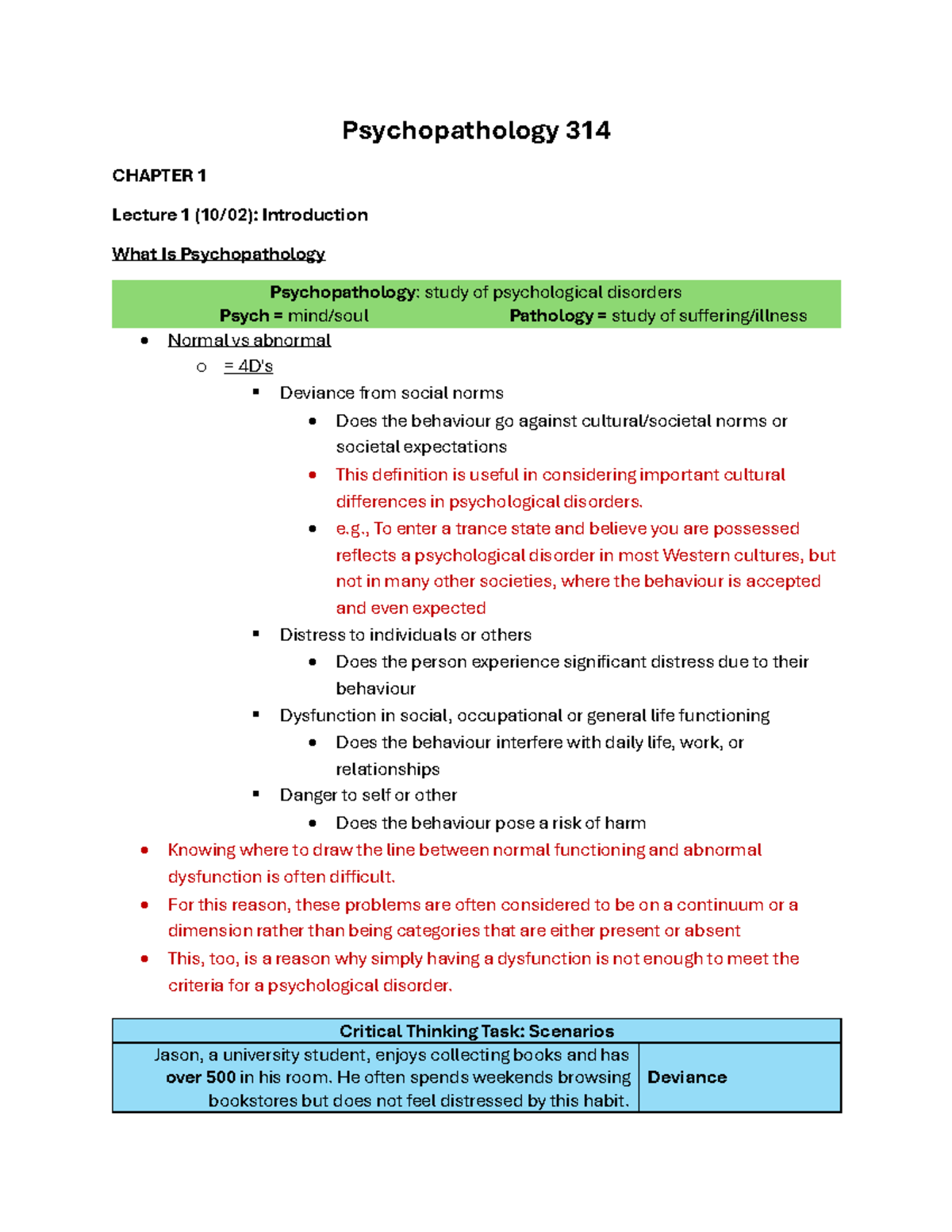 Psychology 318 - LECTURE 1 AND 2 NOTES INCLUDING TEXT BOOK ...