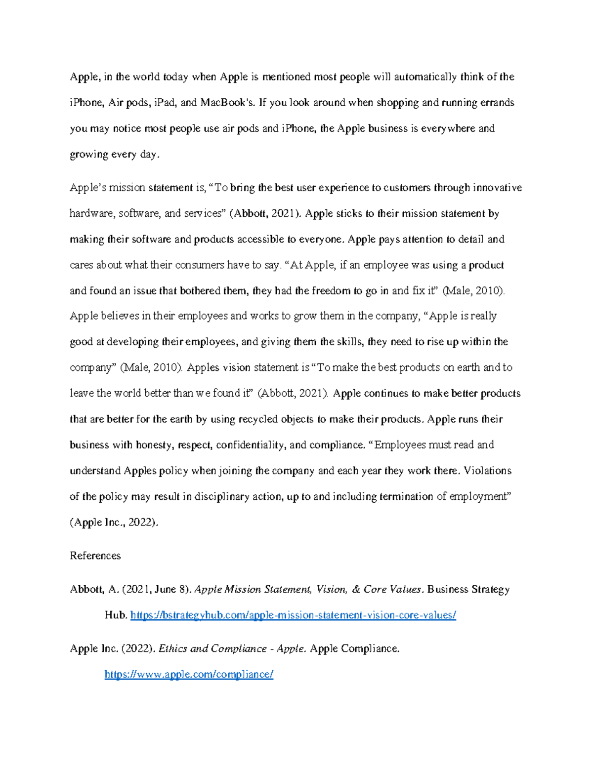 Project One Module 2 - Apple, in the world today when Apple is ...