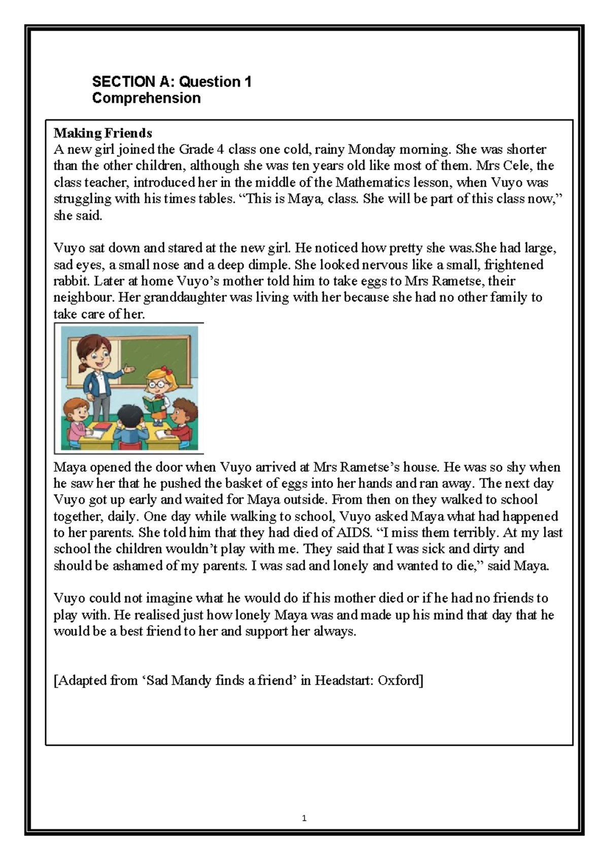 English Formal 2: Comprehension on Making Friends in Grade 4 - Studocu