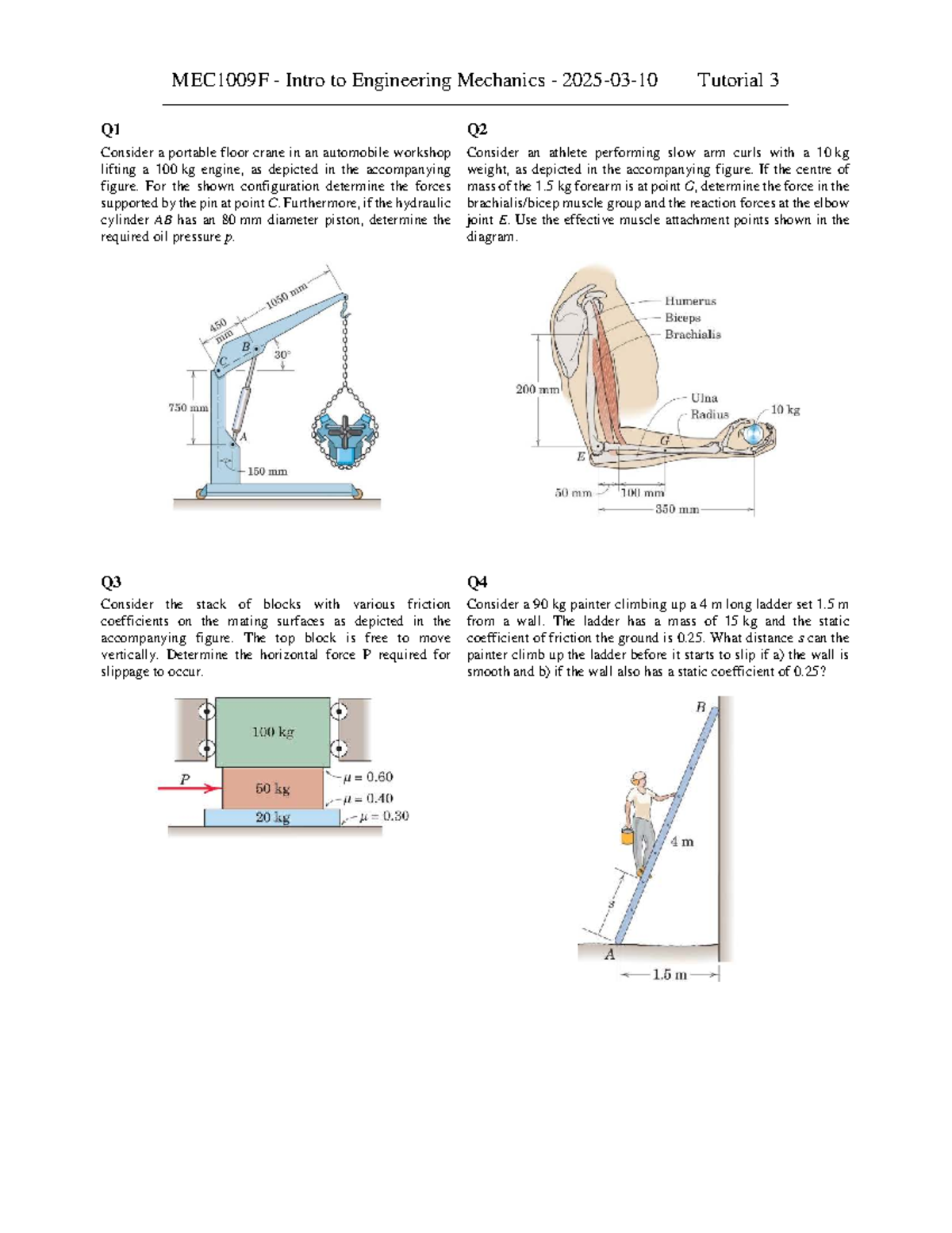 MEC1009F 2025 - Engineering Mechanics Tutorial 3 Solutions - Studocu