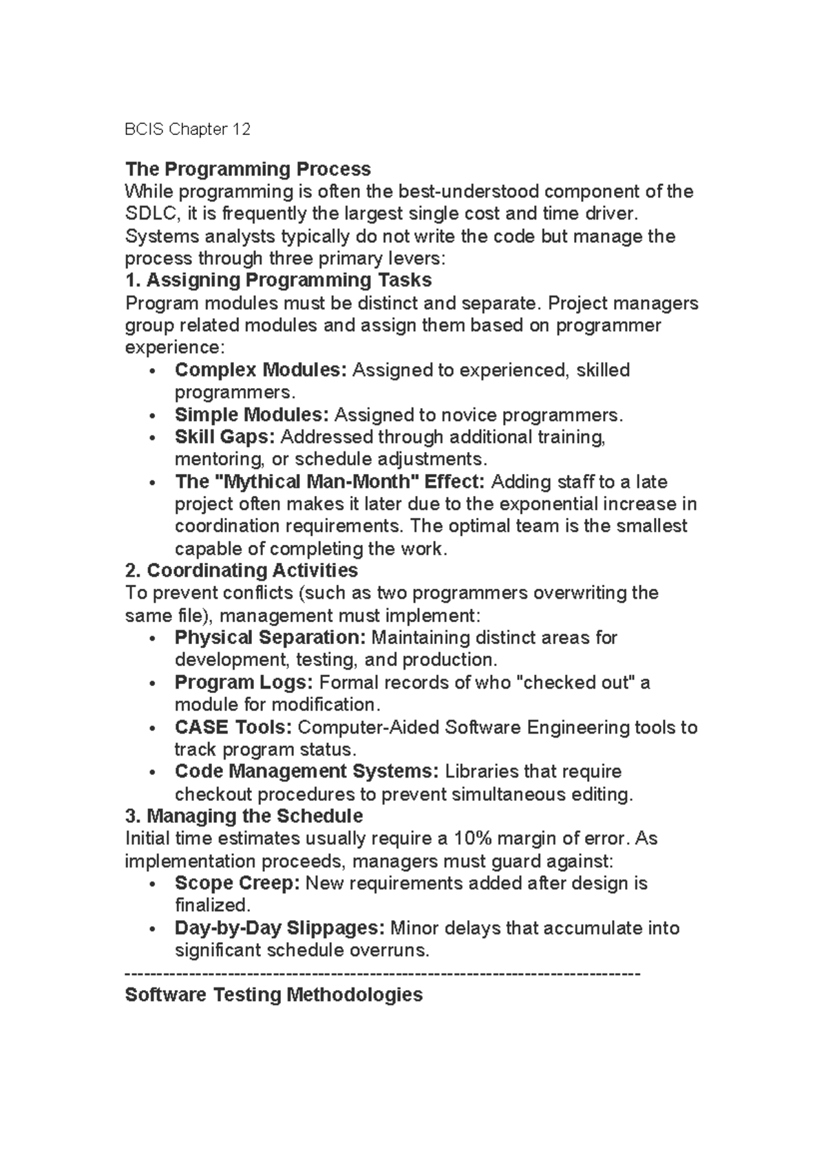 BCIS Chapter 12: Understanding the Programming Process and Testing ...