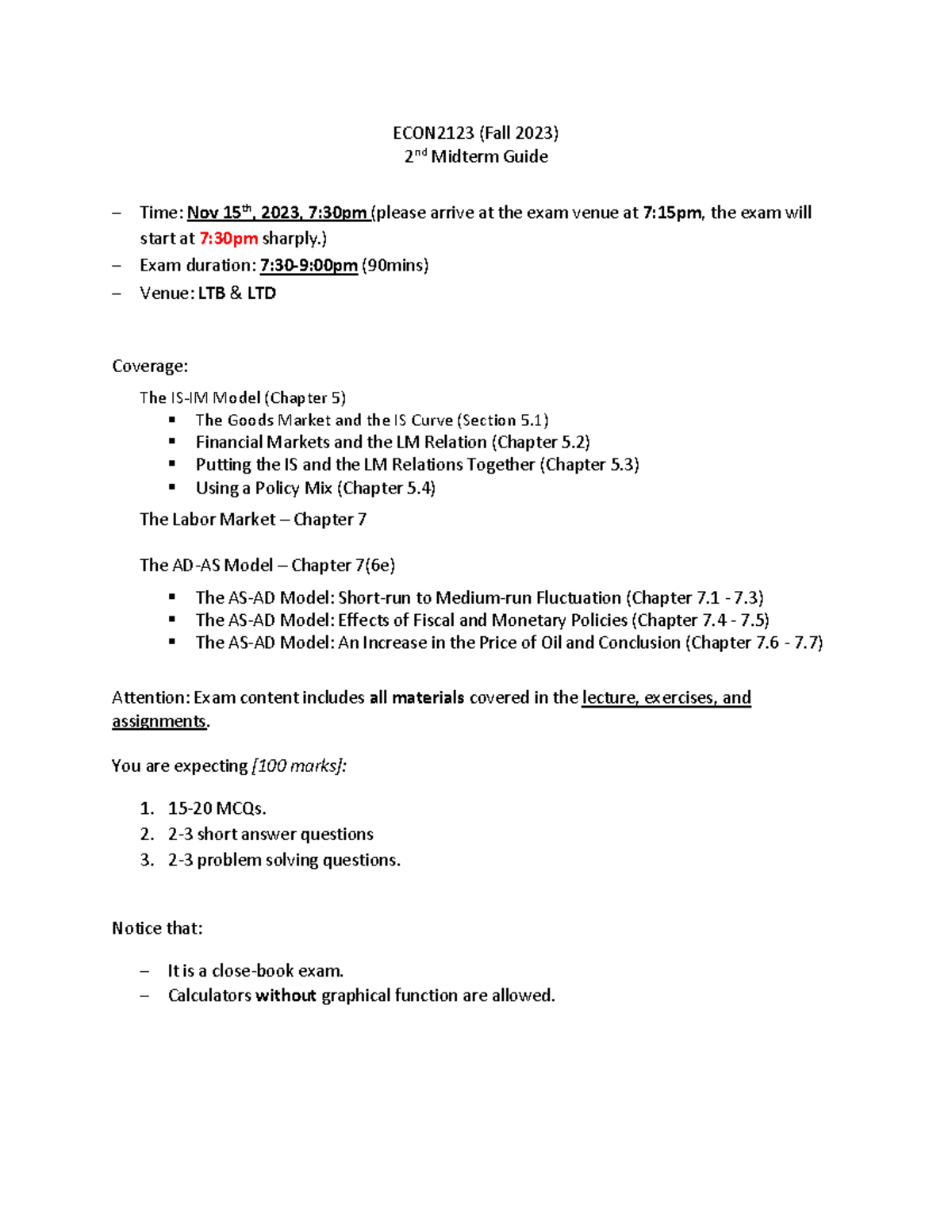 Econ2123 Fall 2023 2nd Midterm Exam Study Guide and Coverage - Studocu