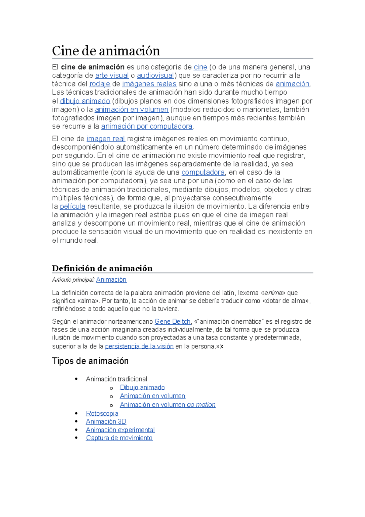Historia del cine de animación: Resumen y definiciones clave - Document Preview