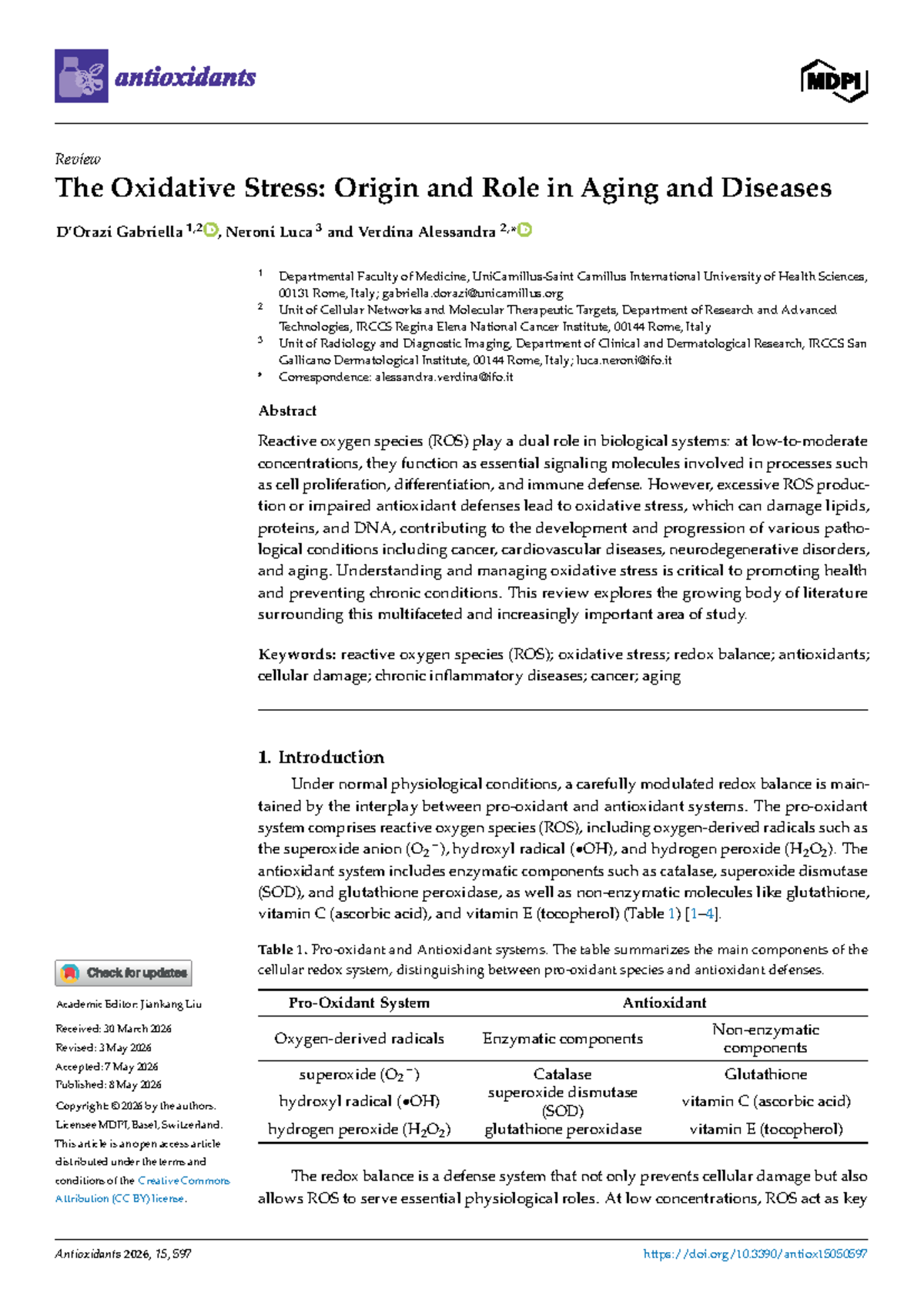 Antioxidants 2026: The Role of Oxidative Stress in Aging and Disease ...