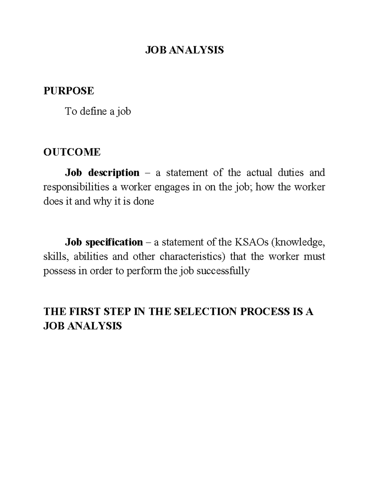 4 - JOB Analysis: Lecture Notes for Chapter 2 on Job Evaluation - Studocu