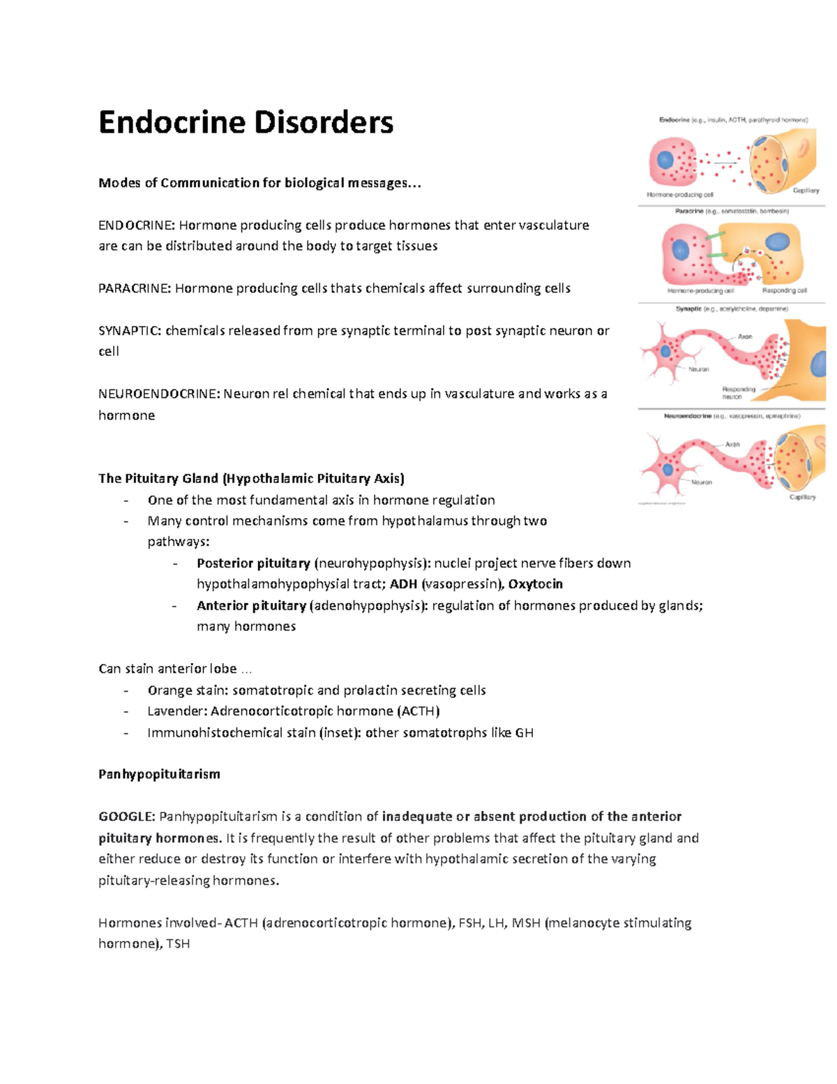 Pathophysiology Endocrine System - Endocrine Disorders Modes of ...