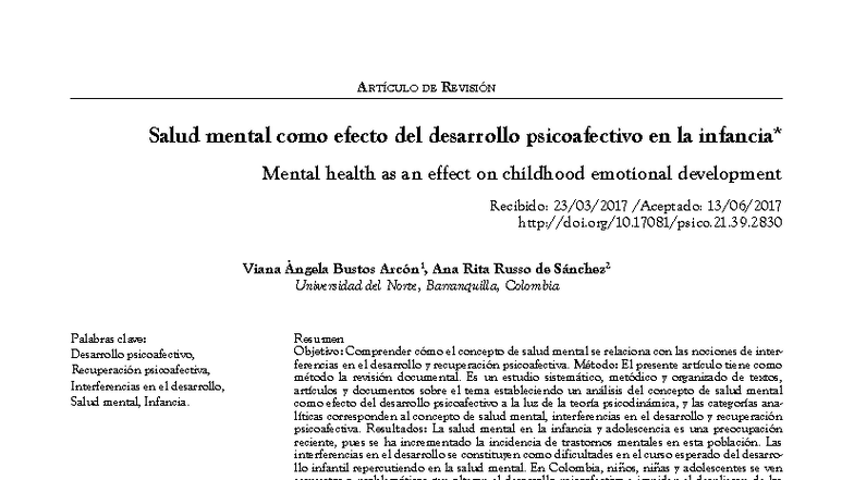 Salud Mental y Desarrollo Psicoafectivo en la Infancia: Un Análisis ...