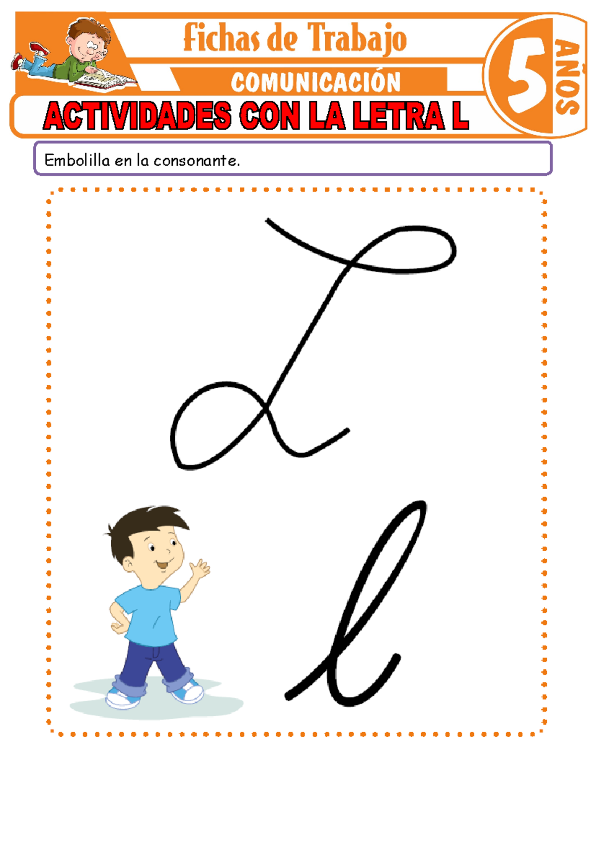Actividades con la letra L para Niños de 5 años - Ejercicios - Document Preview