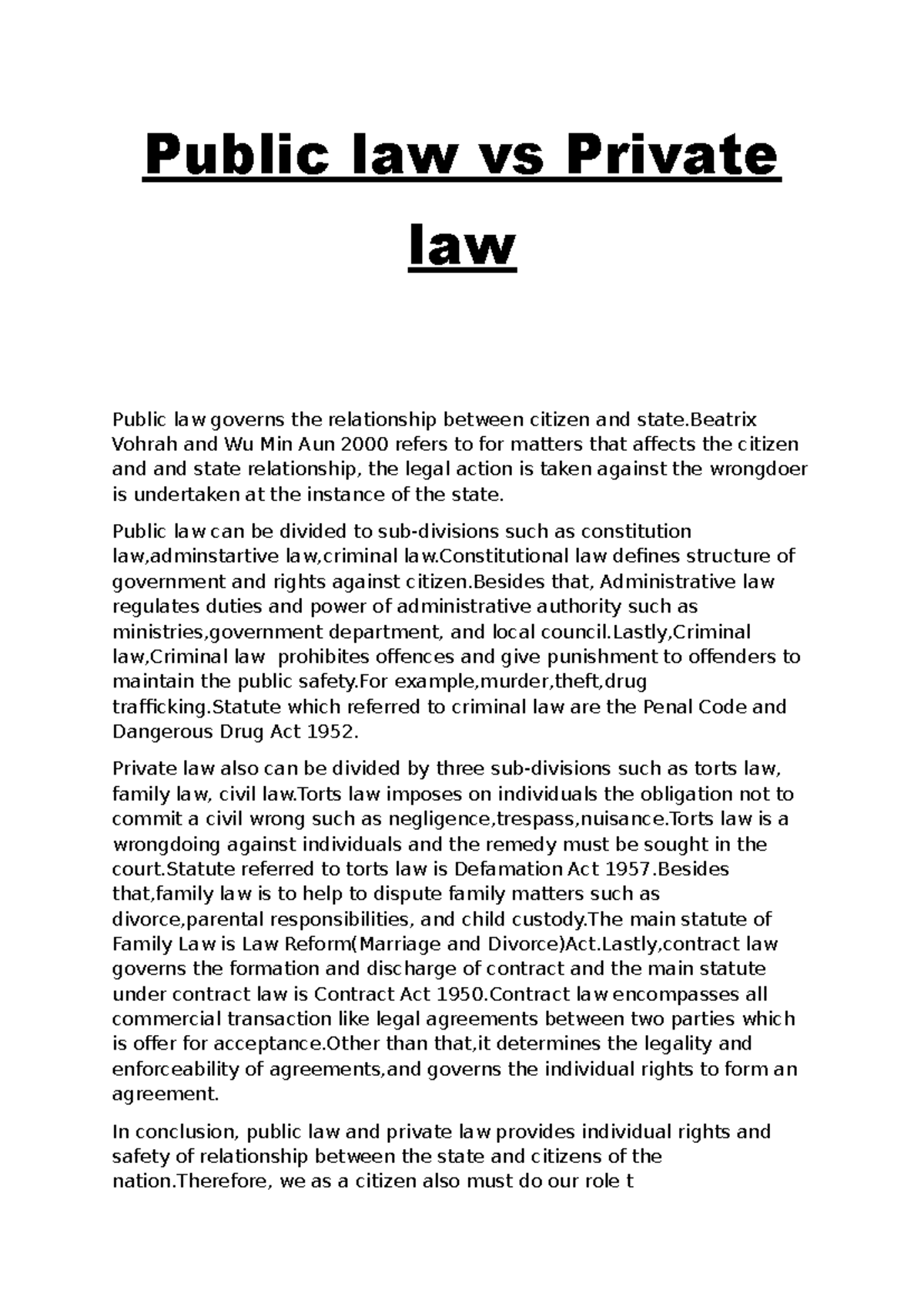Public Law vs Private Law: Key Differences and Applications - Studocu