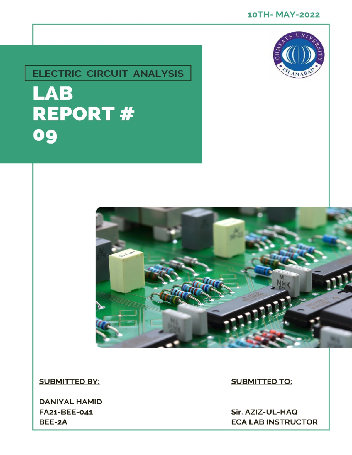 RC Circuit Natural Response Lab Report - ECA LAB 09 - Studocu