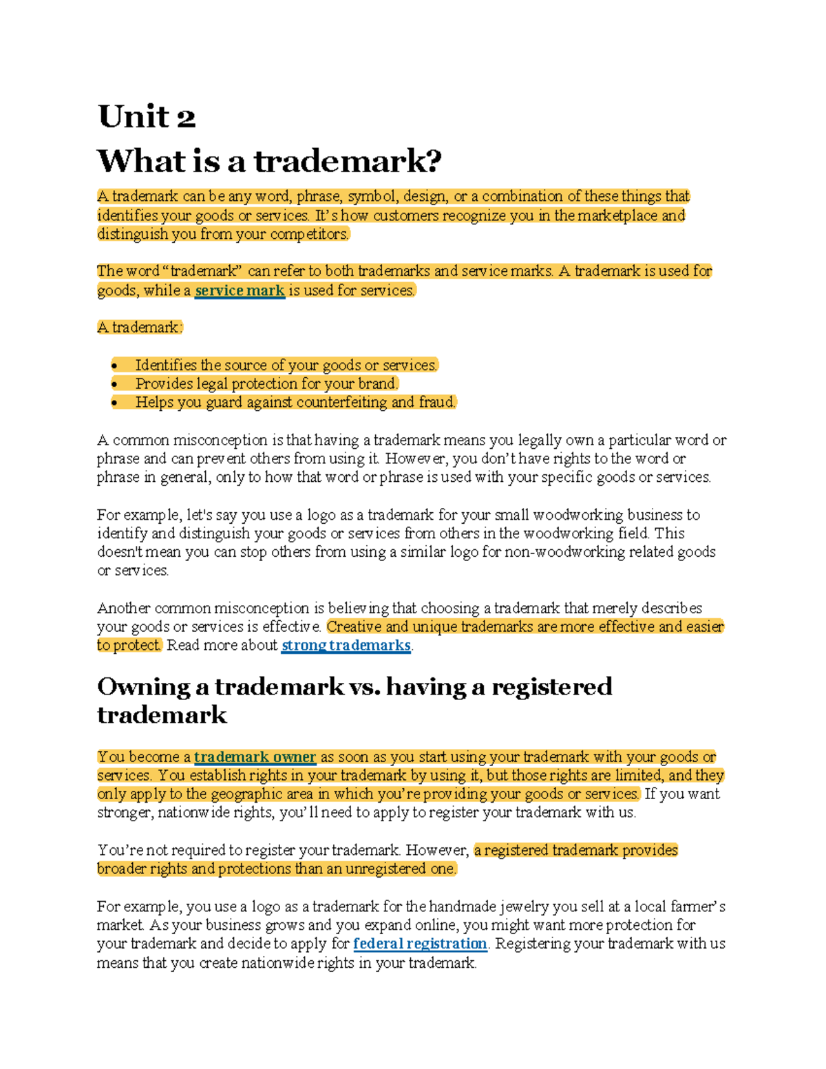 Trademark and Copyright unit 2 - Unit 2 What is a trademark? A ...