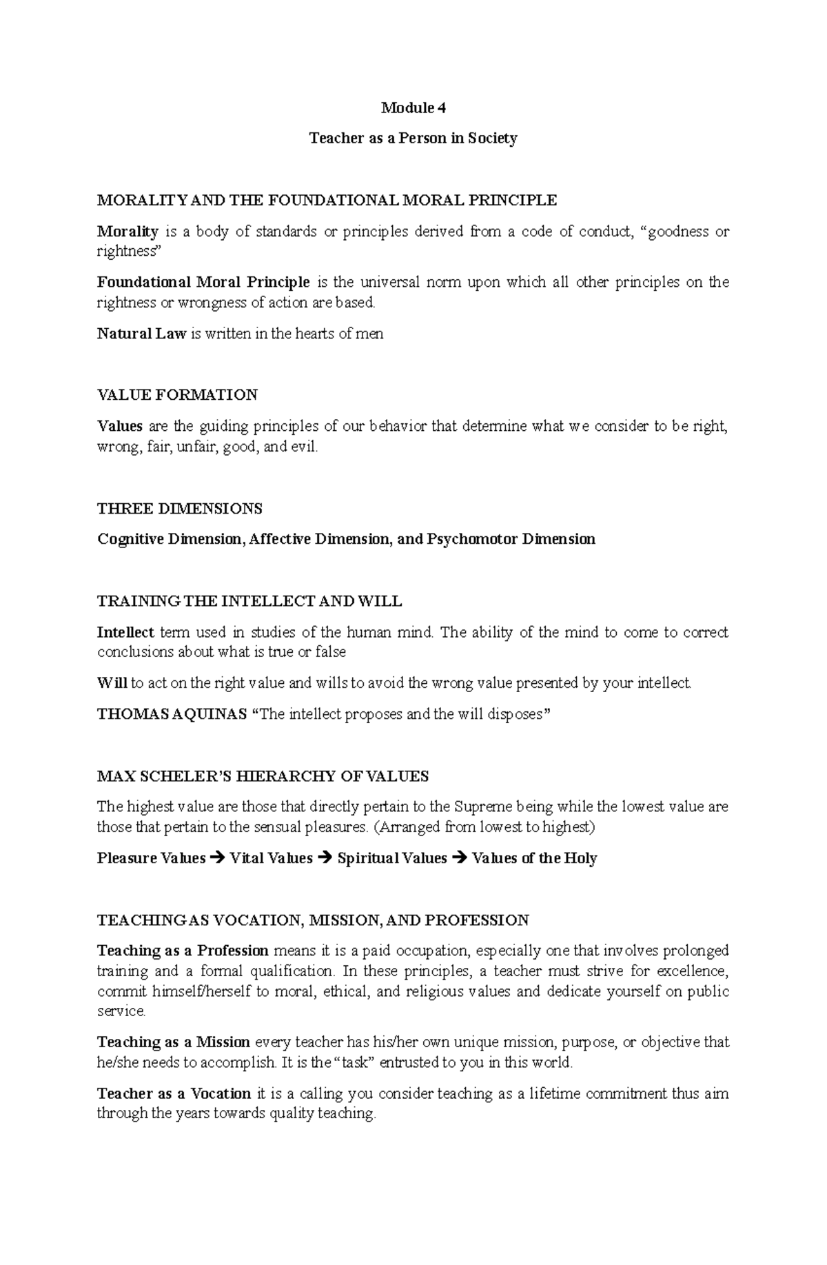 TP 101 - Lecture Notes on Teaching as a Profession and Morality ...