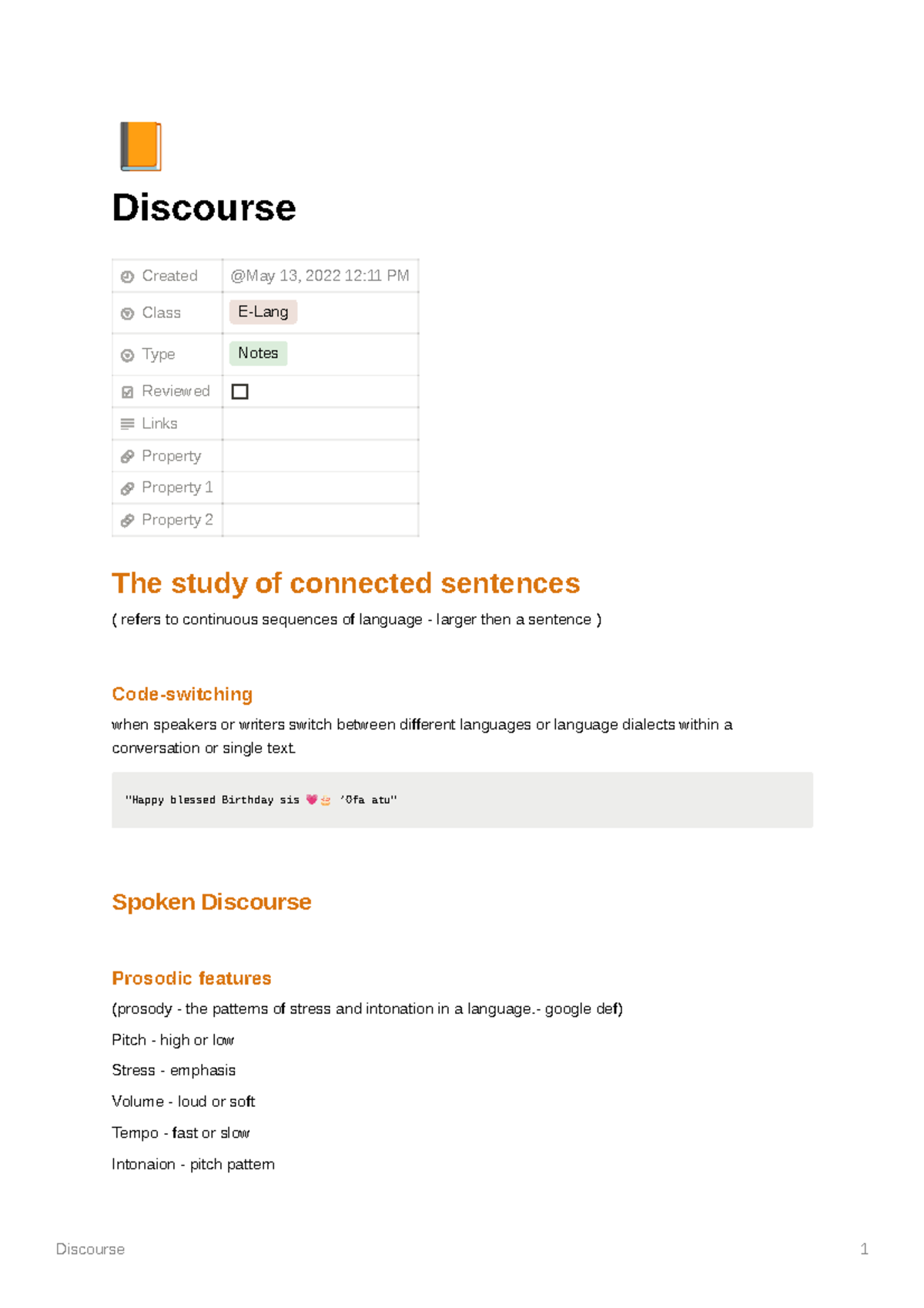 E-Lang 101: Discourse Analysis Notes & Key Concepts - Studocu