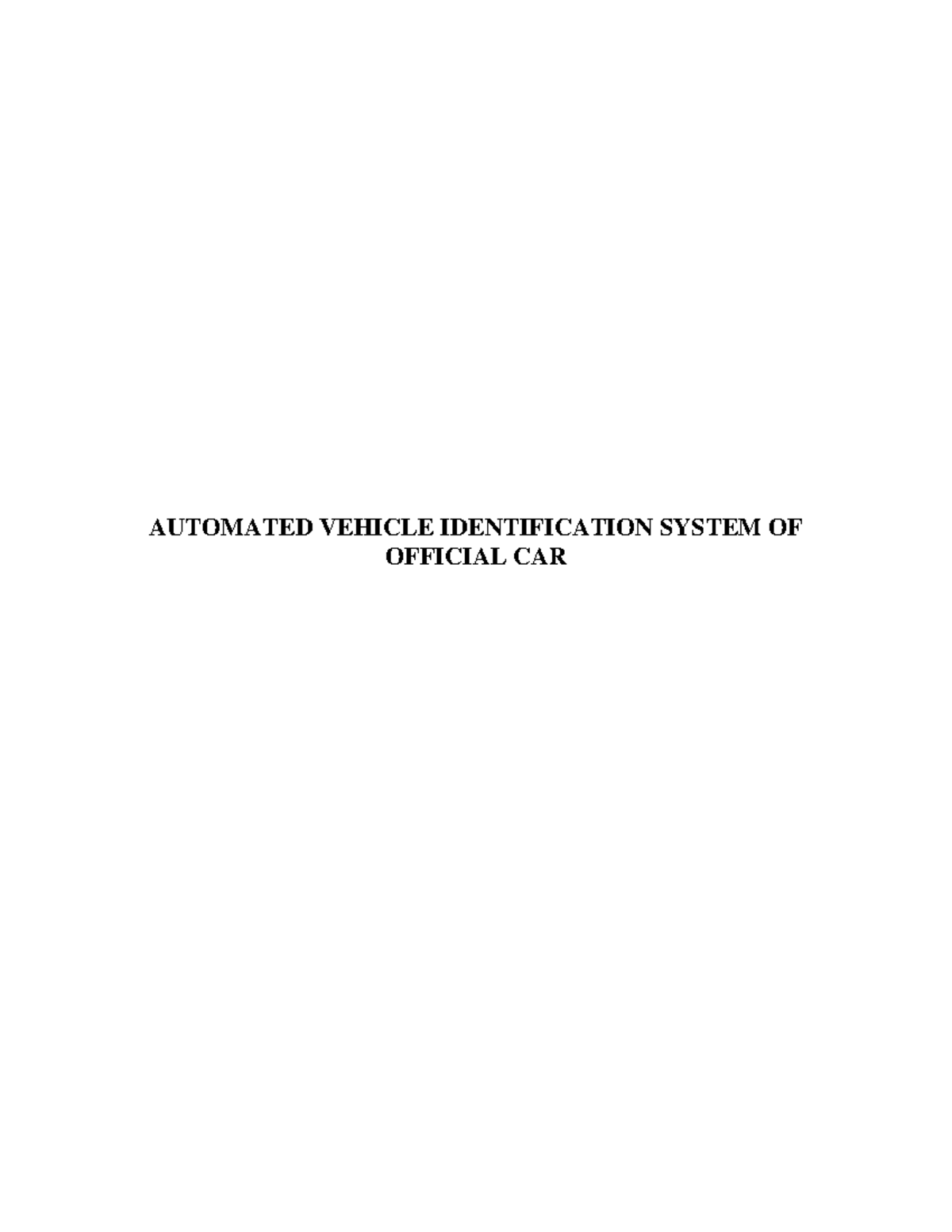 Automated Vehicle Identification System for Official Cars (MTU) - Studocu