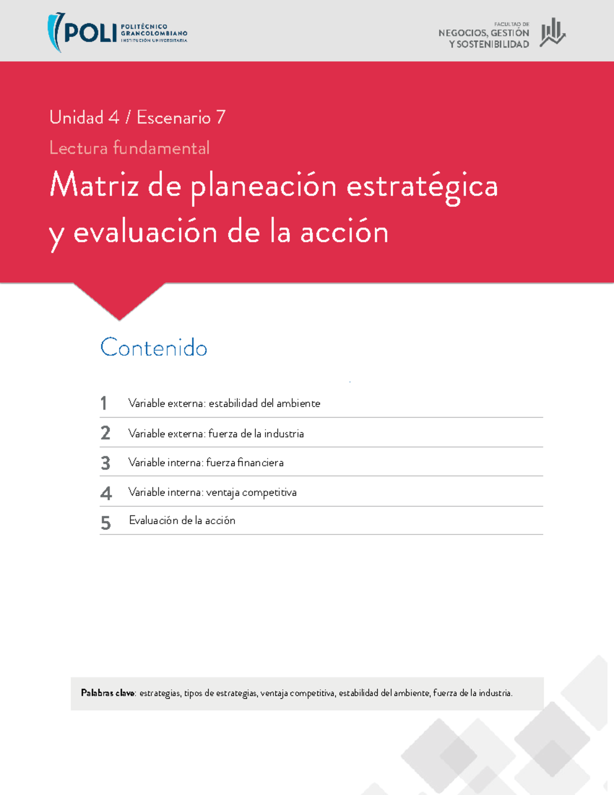 Matriz PEEA y Estrategias en el Proceso Estratégico I - Unidad 4 - Studocu