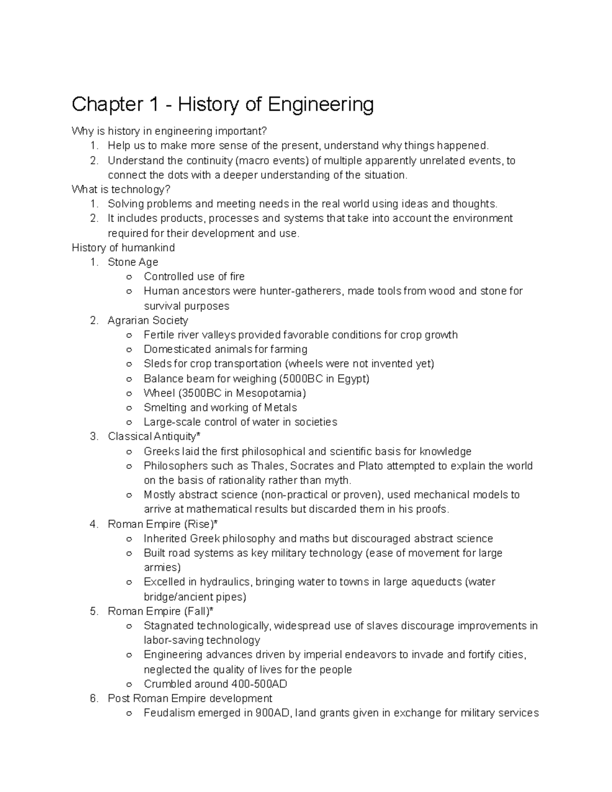 Summary Notes for Chapters 1-6 in Engineering (ENG101) - Studocu