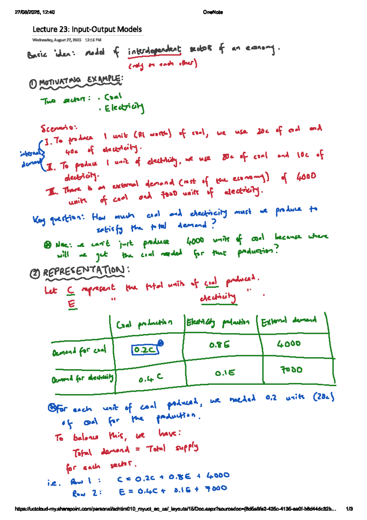 Lecture 23: Input-Output Models Analysis and Interdependencies - Studocu