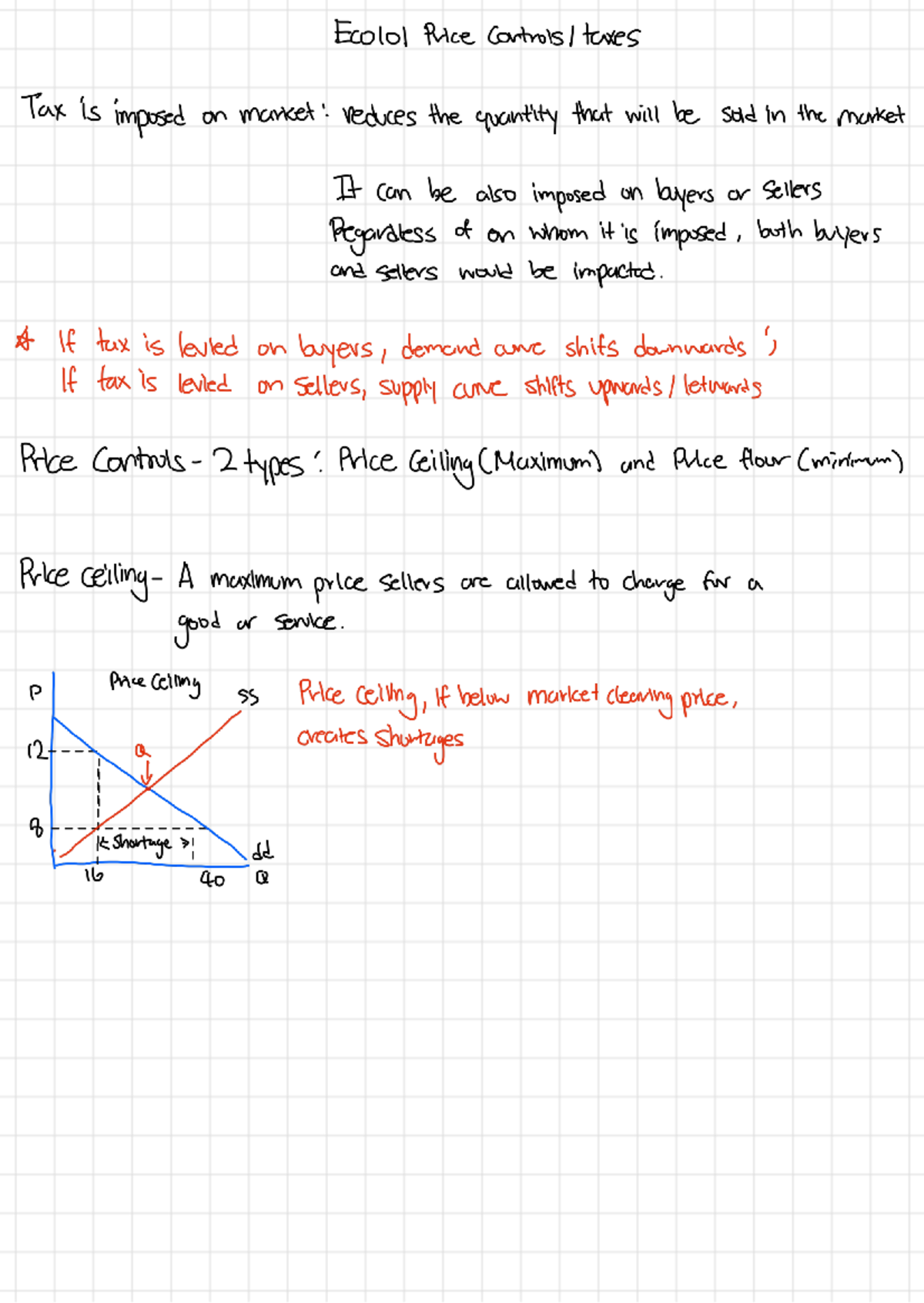 ECO 101 Lecture 6 Notes on Tax and Price Controls - Studocu