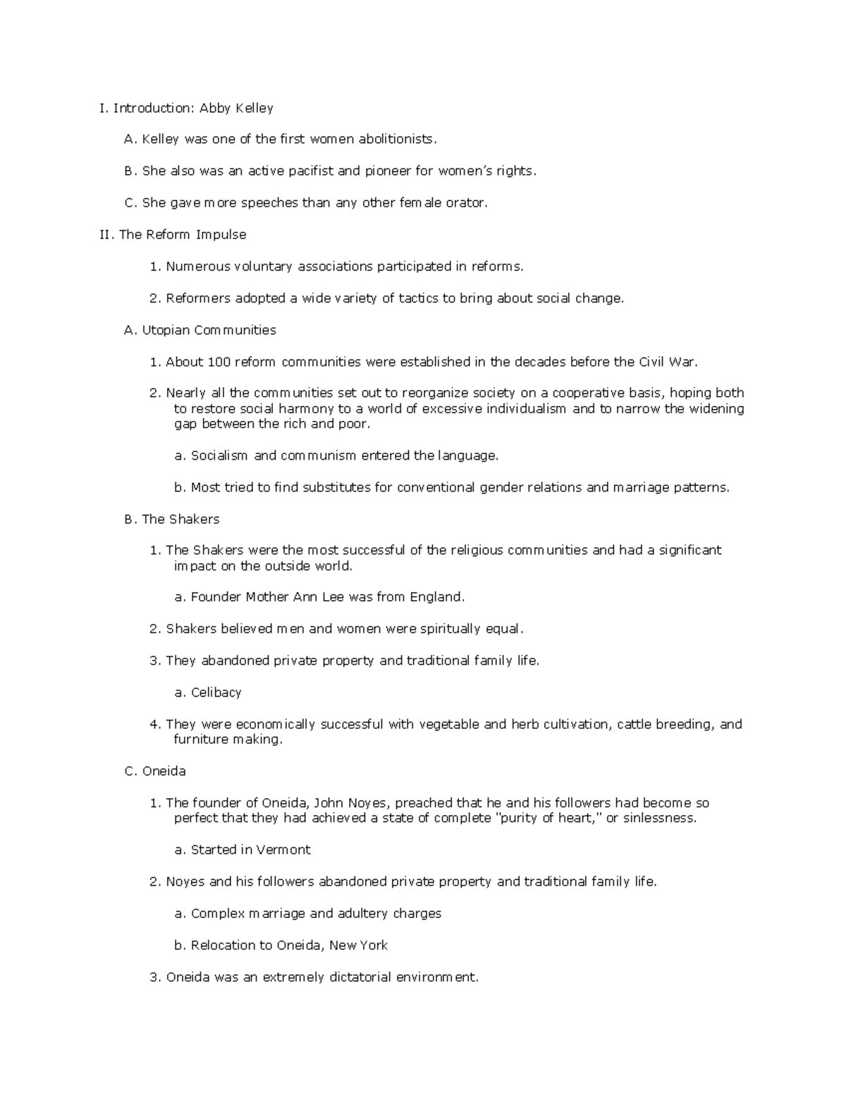 Chapter 12 Outline - Reform Movements & Abolitionism in America - Studocu