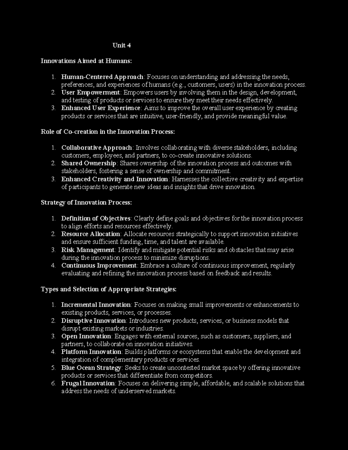 Unit 4 & 5: Innovation Strategies and Measurement in Business Analysis ...