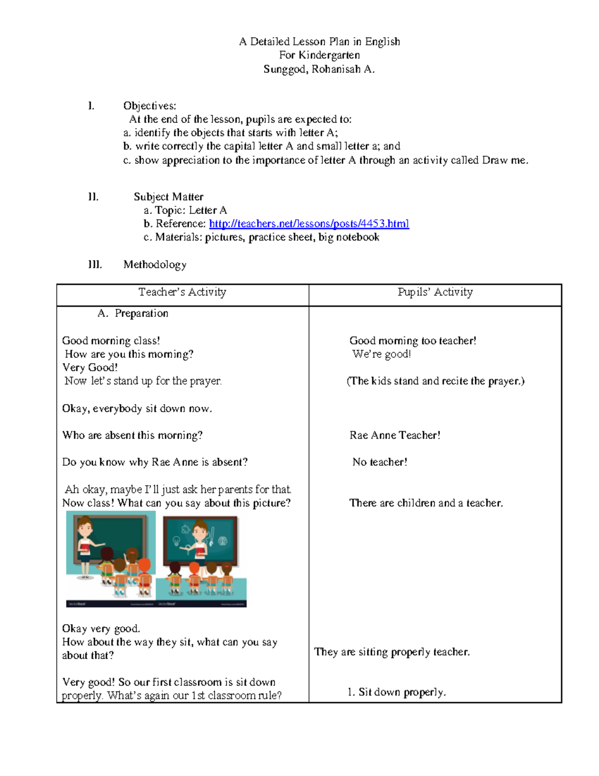 436429205 Detailed Lesson Plan: Learning the Letter A in Kindergarten ...
