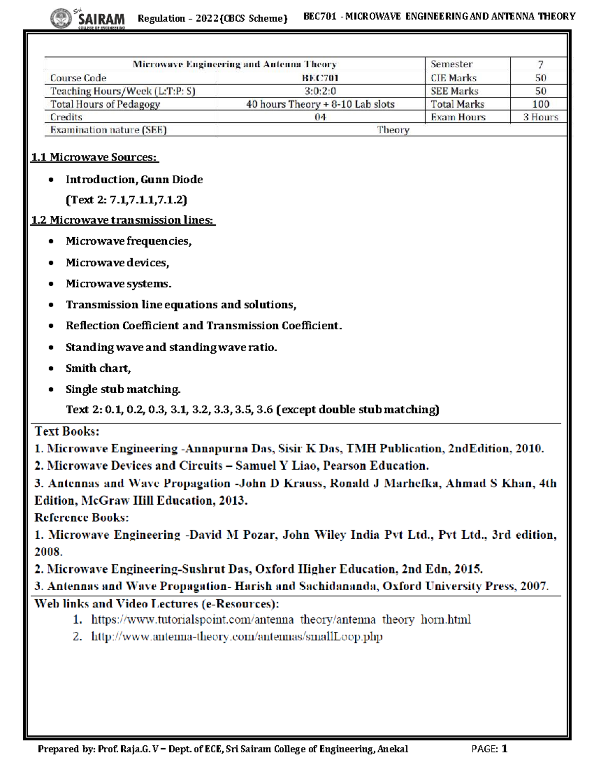 Module 1 BEC701 Microwave Engineering & Antenna Theory - Lecture Notes ...