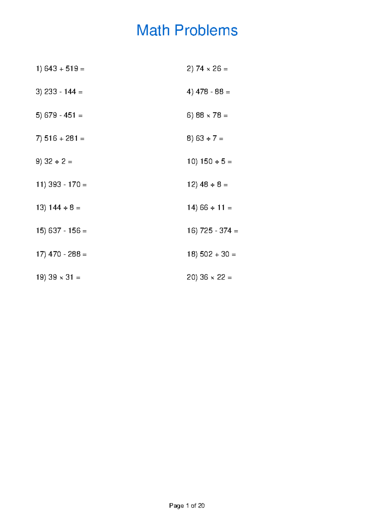 Math Problems for HW 4410: Comprehensive Practice Set - Studocu
