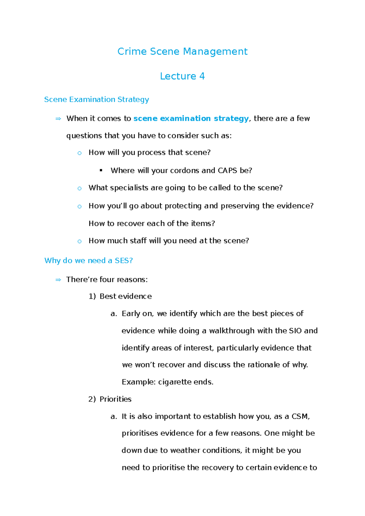 CSM Lect 4 - Effective Scene Examination Strategies in Crime Management ...