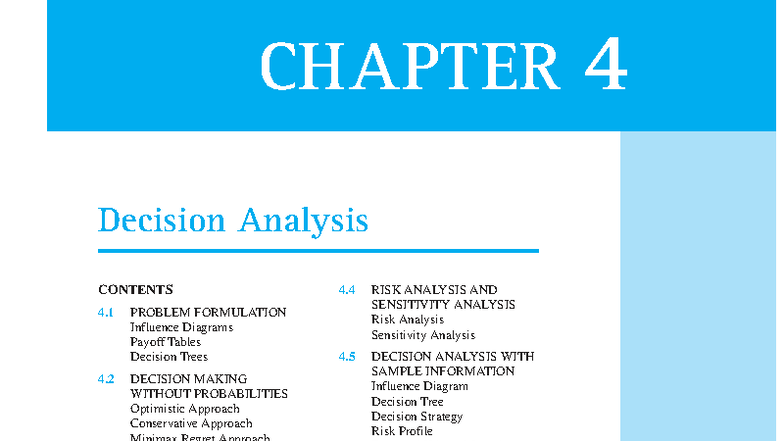 CHAPTER 4 Decision Analysis: Strategies and Techniques - Studocu