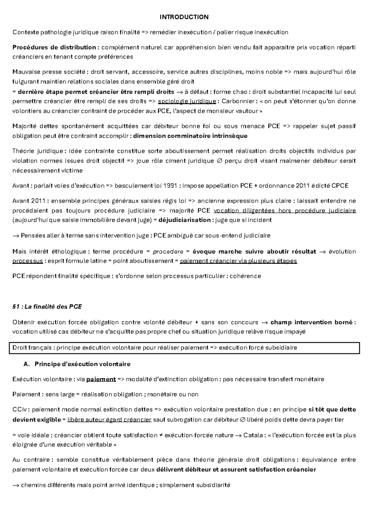 Fiches PCE - INTRODUCTION Contexte pathologie juridique raison finalité ...