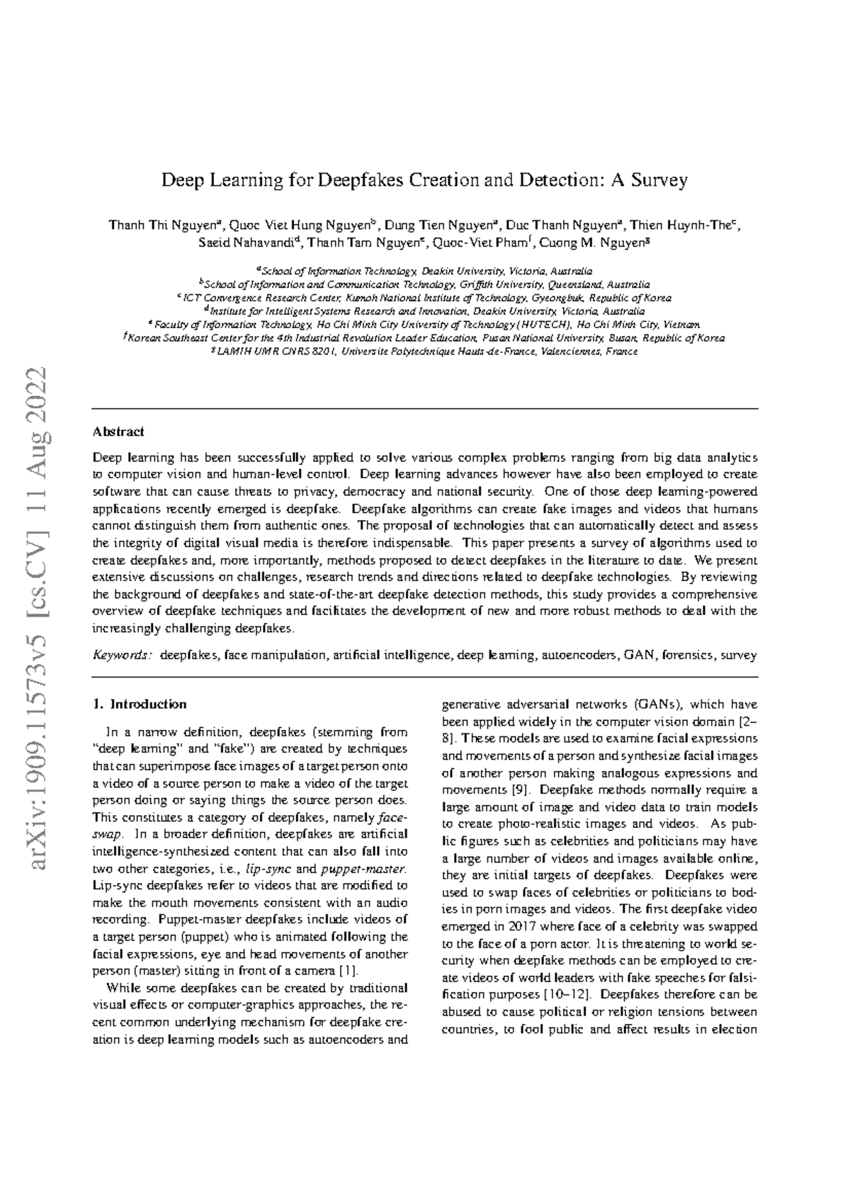 Deep learning for deepfakes creation and detection: a comprehensive ...