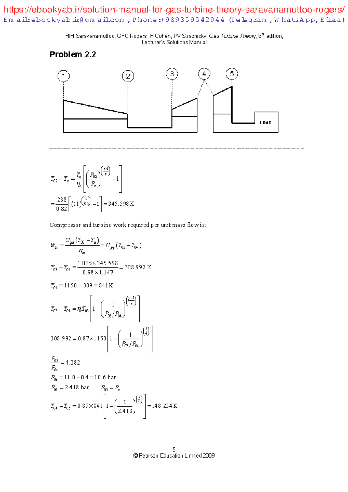 Lecturer's Solutions Manual for Gas Turbine Theory (6th Ed) - Saravanamuttoo, Rogers - Studocu