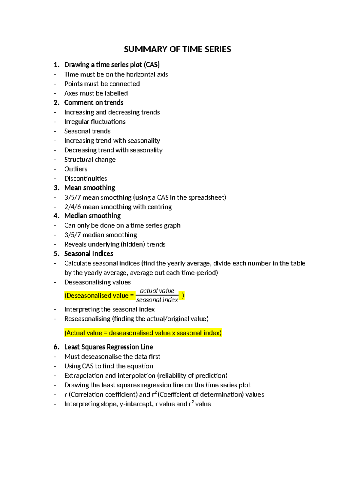 Time Series Analysis Summary (CAS) - Key Concepts & Techniques - Studocu