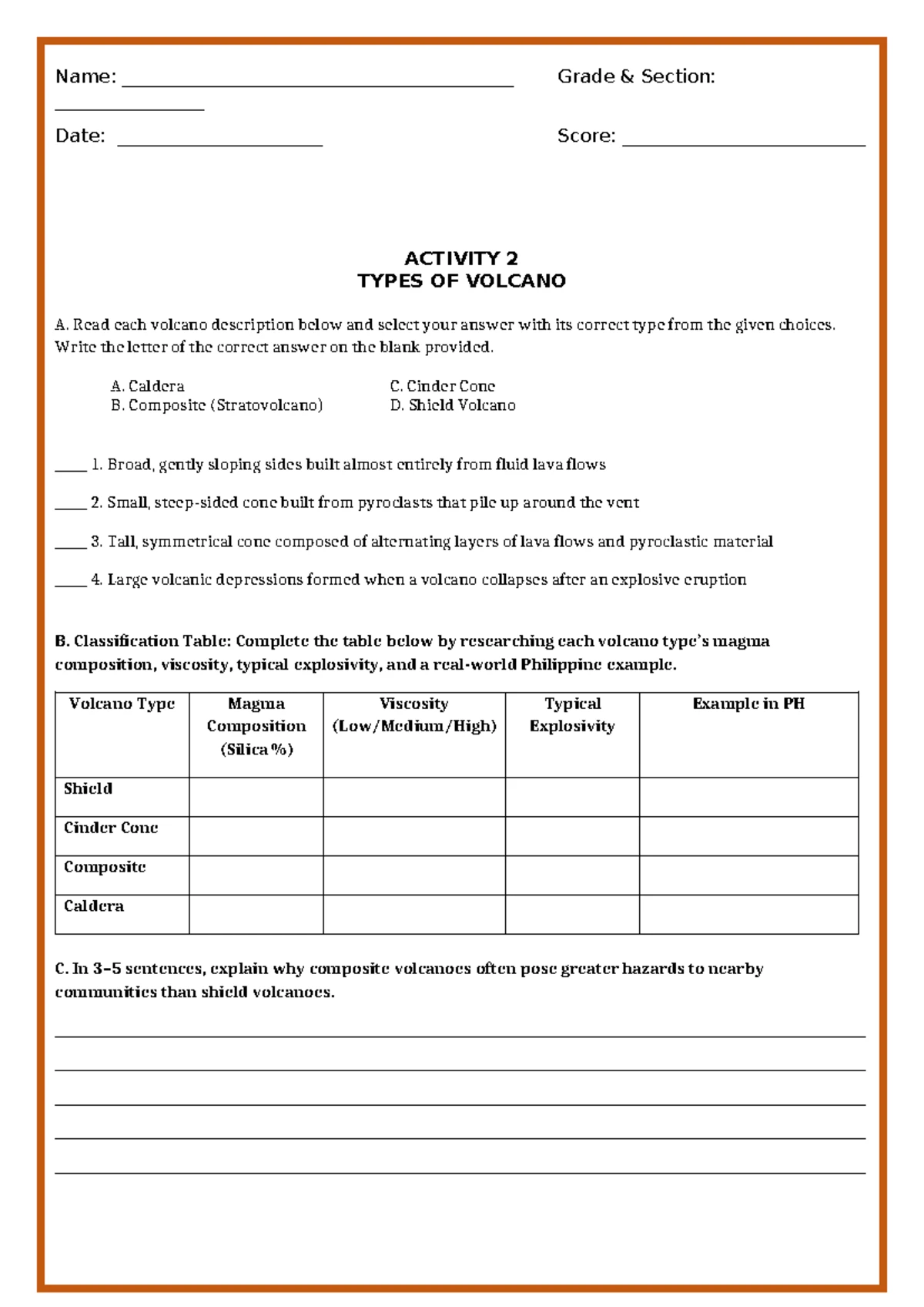 Worksheet #01 Science 10 - Name ...