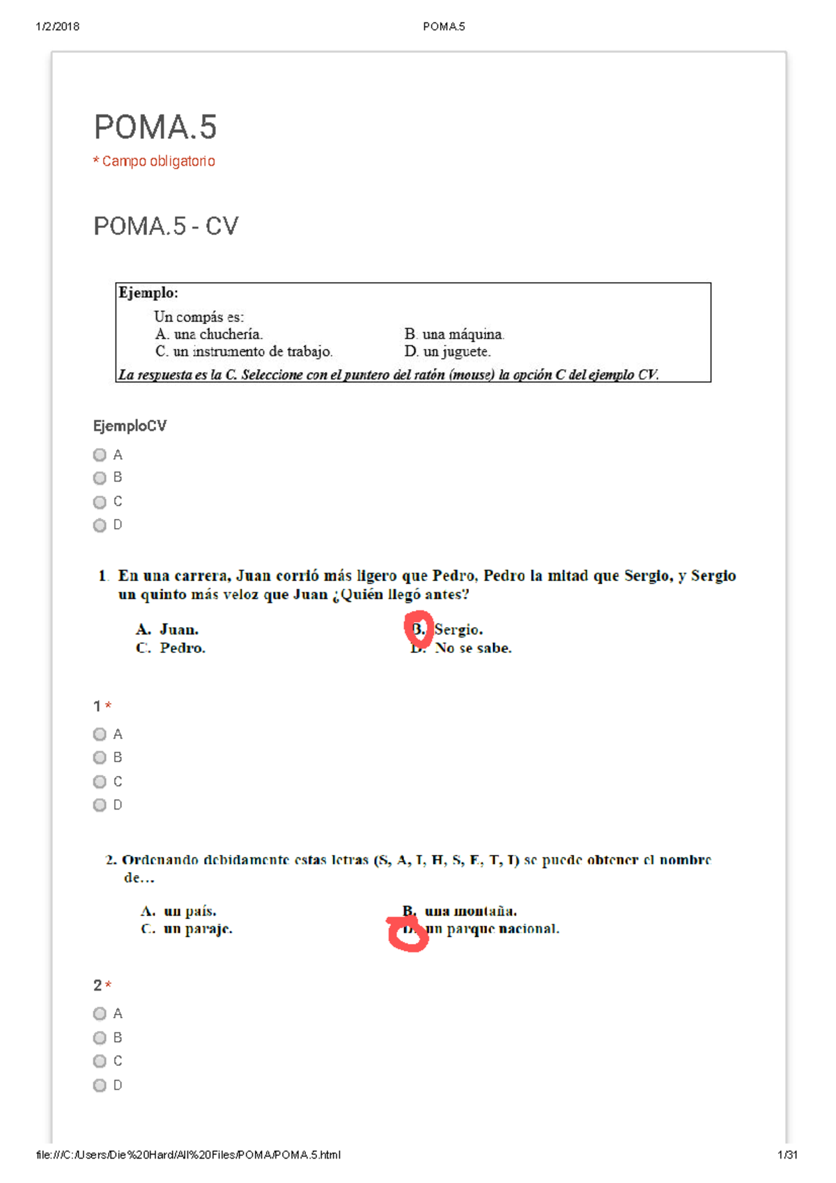 Respuestas POMA: Guía de Pruebas y Ejemplos Estructurados - Document Preview