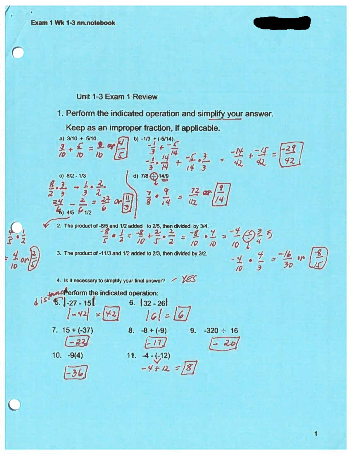 Exam 1 Review Part 1 - Key Questions and Solutions - Studocu