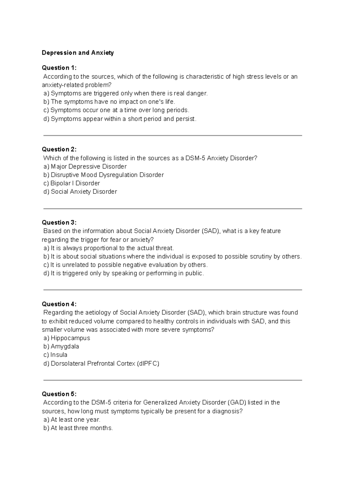 Anxiety and Depression MCQ Review for PSY 101 Final Exam - Studocu