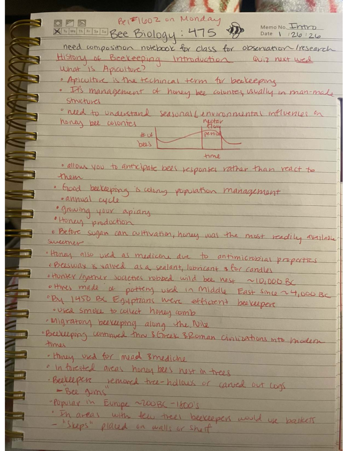 Lecture 1 Notes: Introduction to Apiculture and Beekeeping History (Bio ...