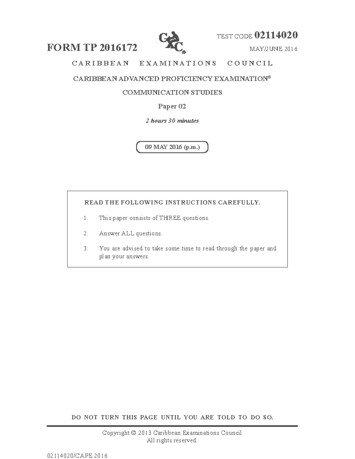2016 P2 Module 1 - CAPE Communication Studies Past Paper Practice - Studocu