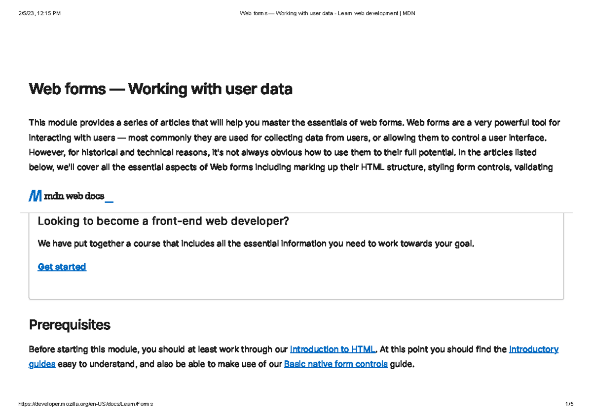 Web forms — Working with user data - Learn web development MDN - Web ...