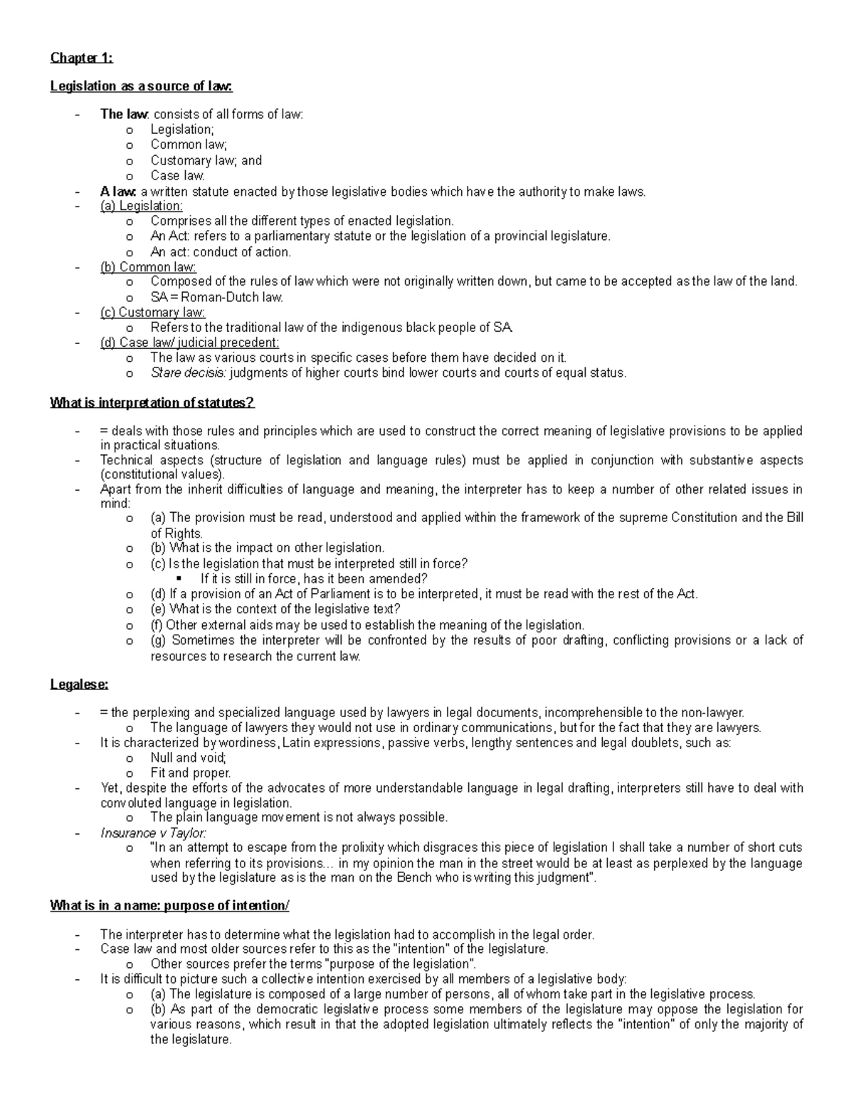 Introduction to Law Lecture Notes: Chapter 2 - Foundations of South ...