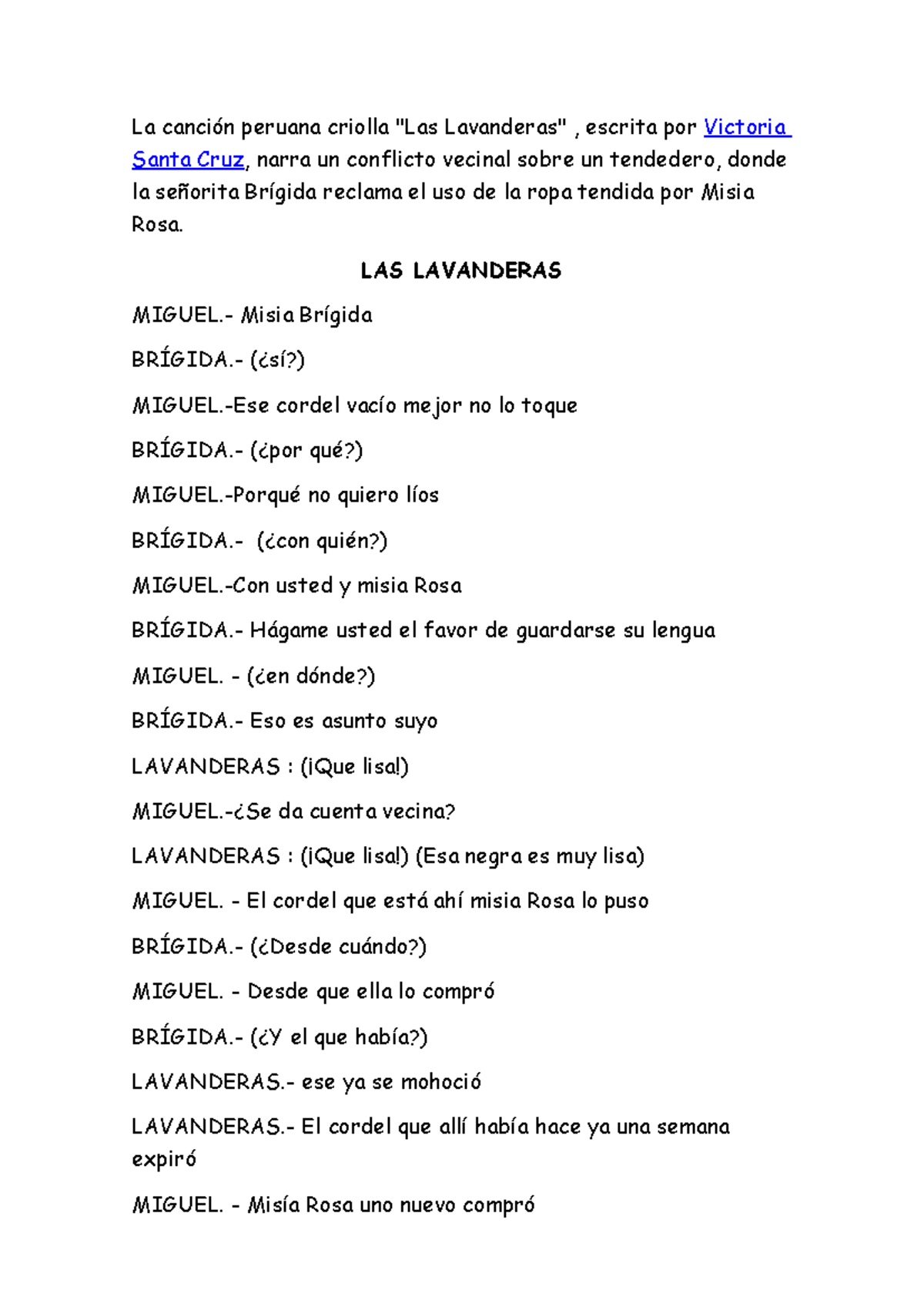 Letra de la Canción "Las Lavanderas" - Análisis y Contexto Cultural - Document Preview
