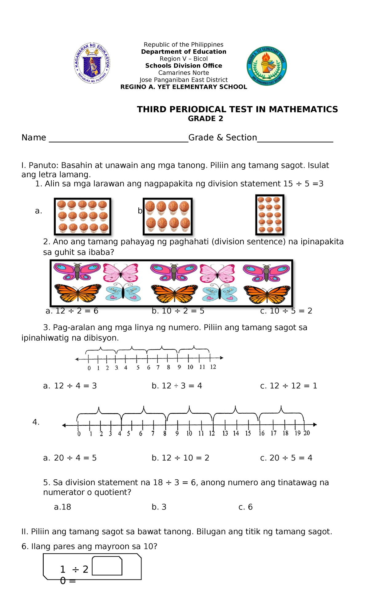 MATH 2 Q3 PT - Grade 2 Third Periodical Test in Mathematics - Studocu