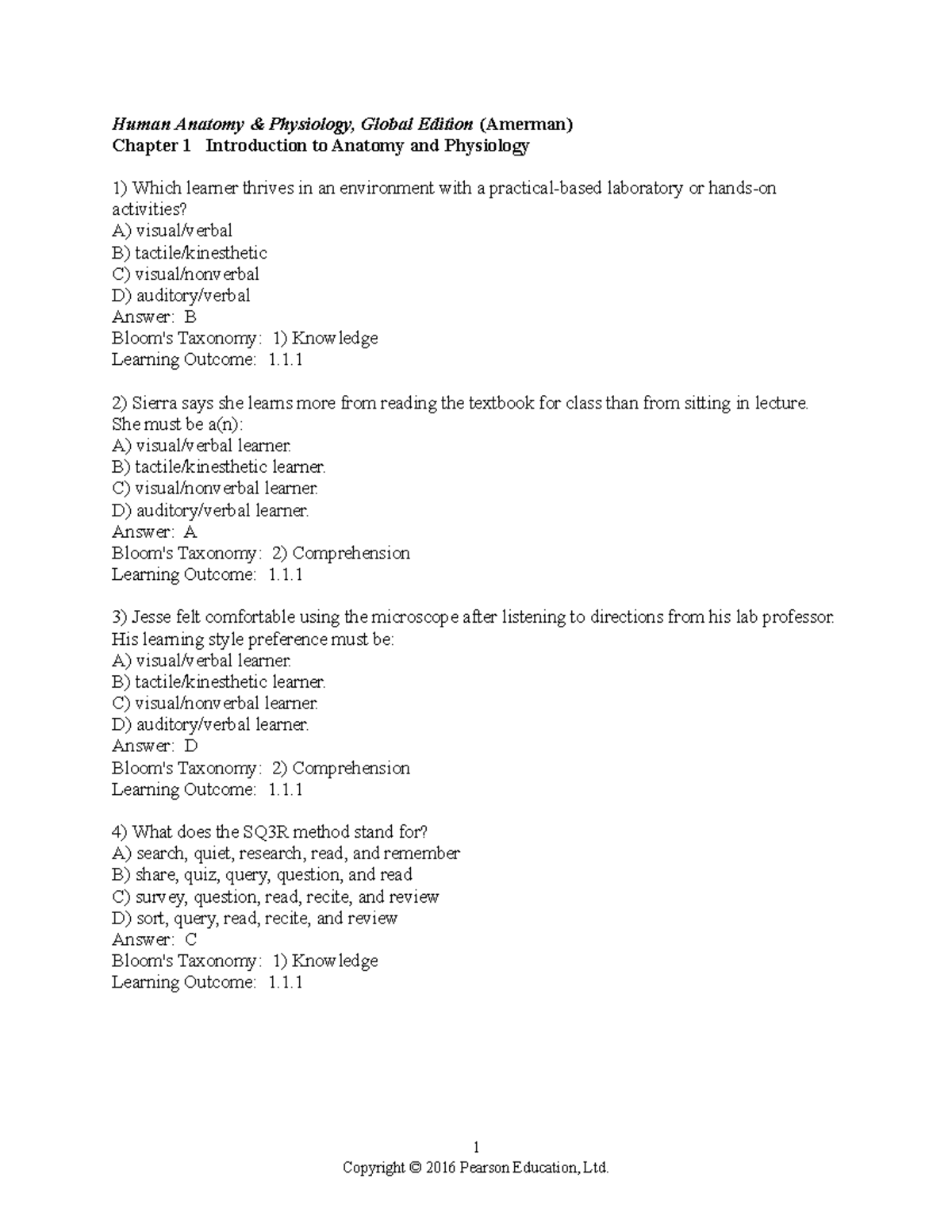 Chapter 1 Test Bank for Human Anatomy & Physiology - SCB203 - Studocu