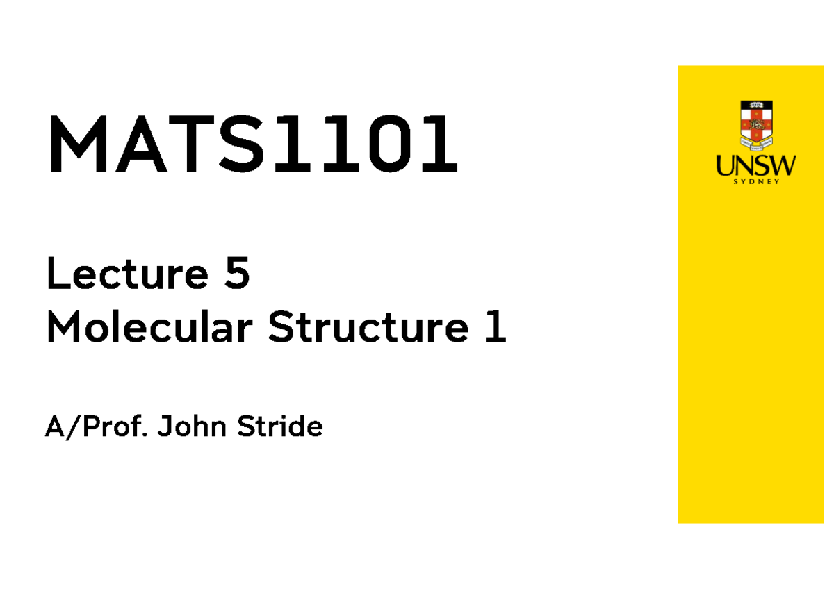 MATS1101 Lecture 5: Molecular Structure & Bonding Concepts - Studocu