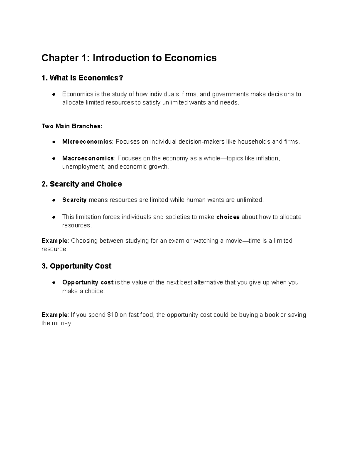 Chapter 1 Introduction to Economics - Chapter 1: Introduction to ...