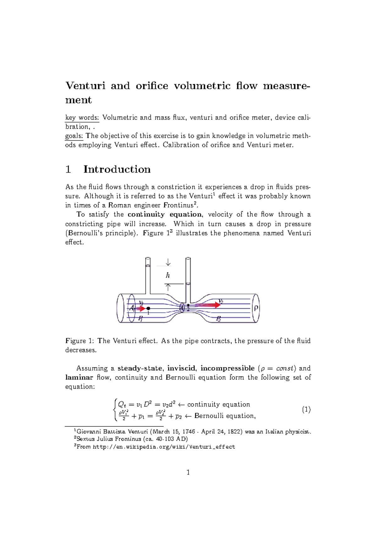 Ex3 - Volumetric Flow Measurement with Venturi & Orifice Meters - Studocu