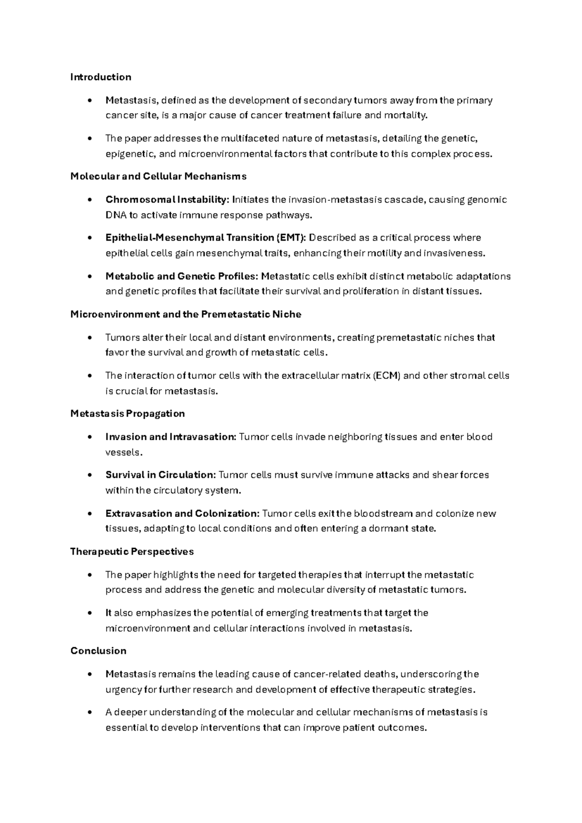 Introduction - Summary Molecular Biology of Cancer - Introduction ...