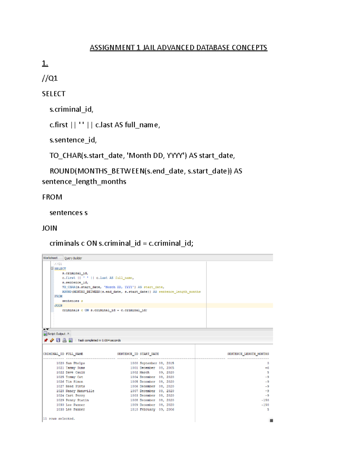 Assignment 1 - JAIL Advanced Database Queries and Solutions - Studocu